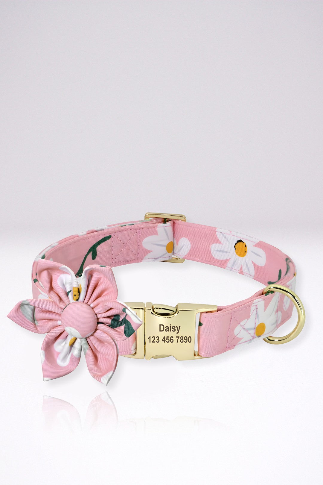 Collier Chien Personnalisé Julie Rose Fleuri Bonbon en Nylon