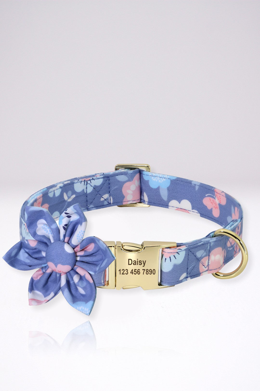 Collier Chien Personnalisé Julie Violet Fleuri en Nylon