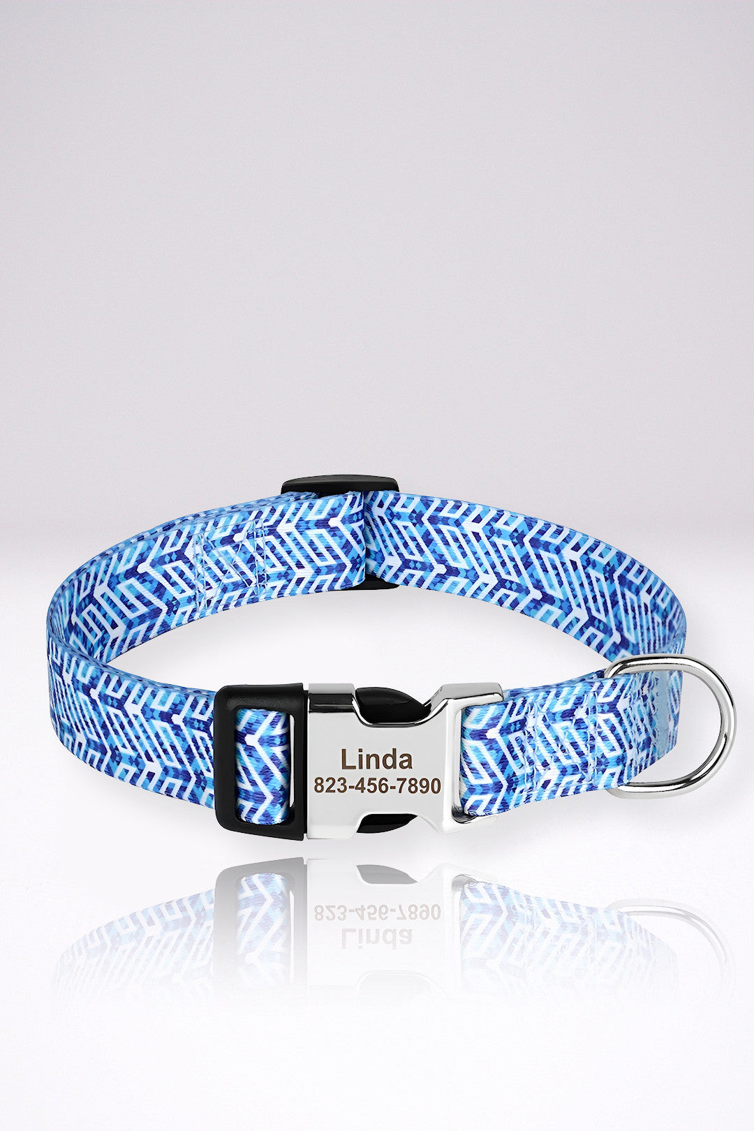 Collier Chien Personnalisé Alexandra Bleu & Blanc en Nylon