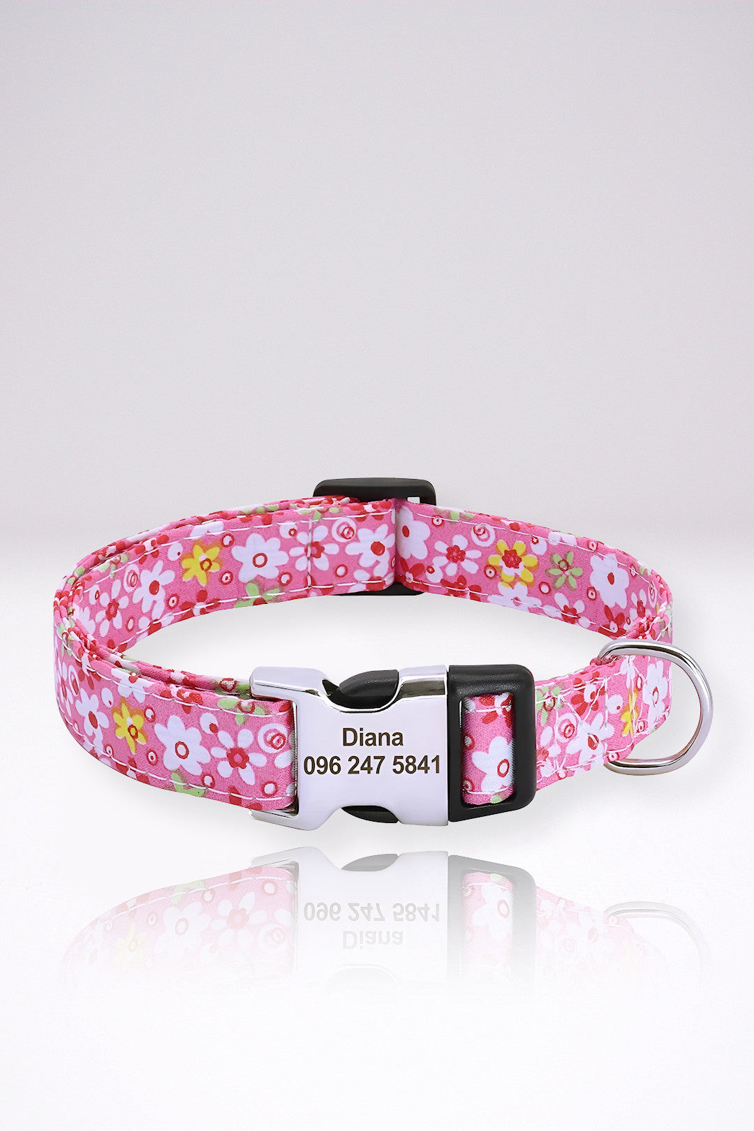 Collier Chien Personnalisé Alexandra Rose Fleuri en Nylon