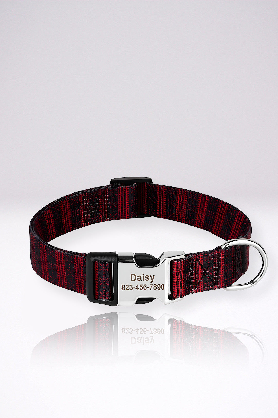 Collier Chien Personnalisé Alexandra Rouge & Noir en Nylon
