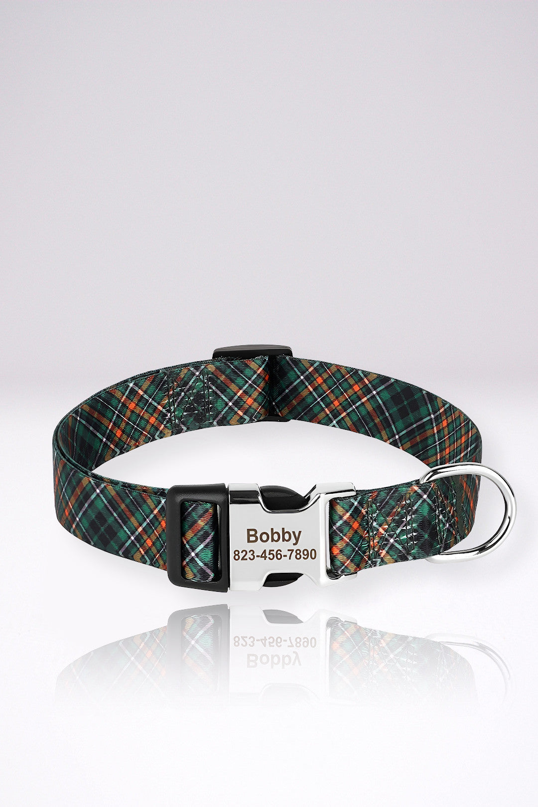 Collier Chien Personnalisé Alexandra Vert Rayures en Nylon