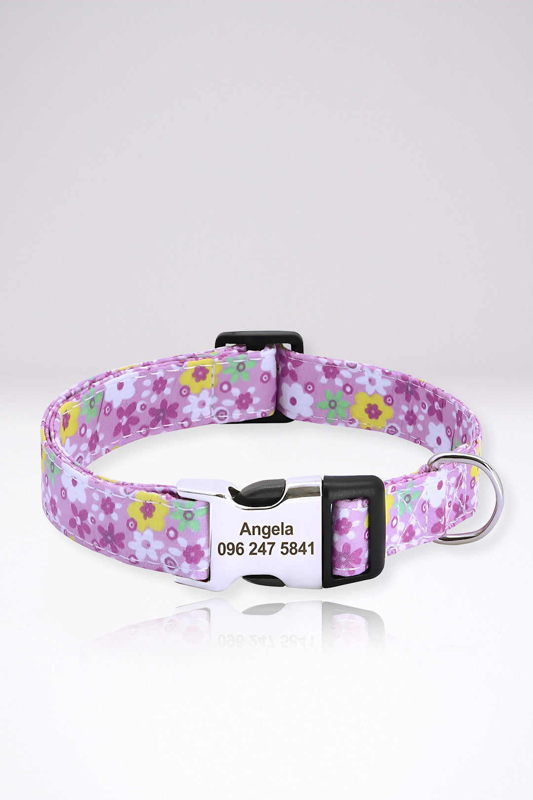 Collier Chien Personnalisé Alexandra Violet Fleuri en Nylon