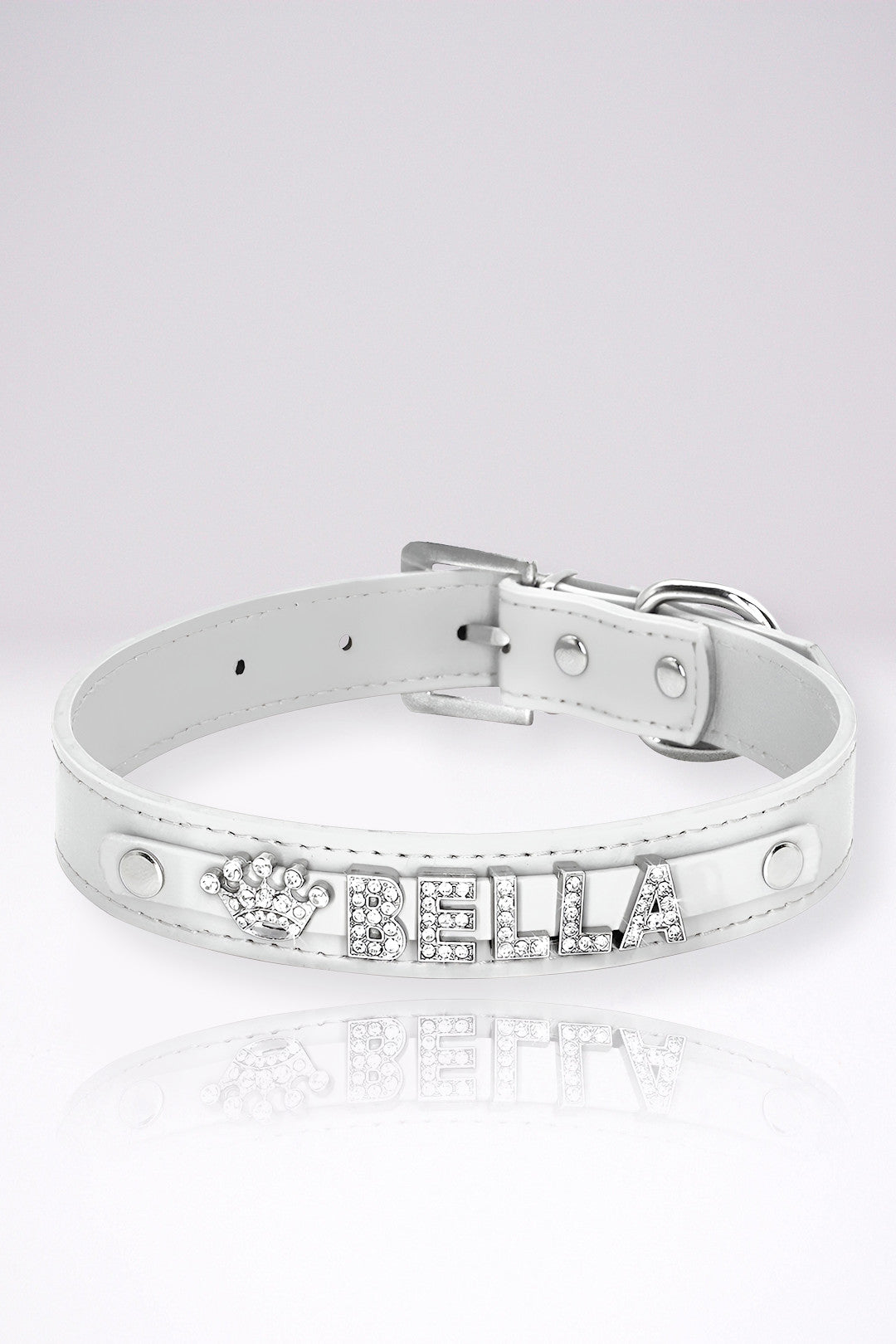 Collier Chien Personnalisé Alexia Blanc en Cuir