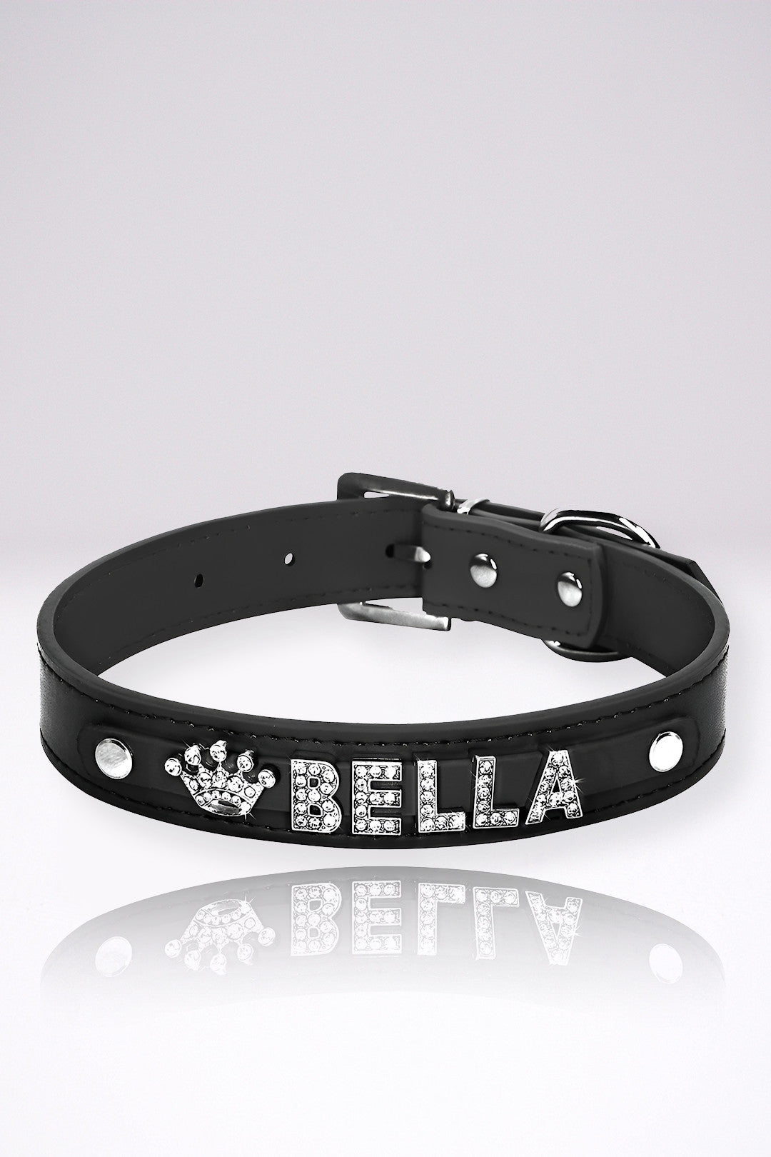 Collier Chien Personnalisé Alexia Noir en Cuir