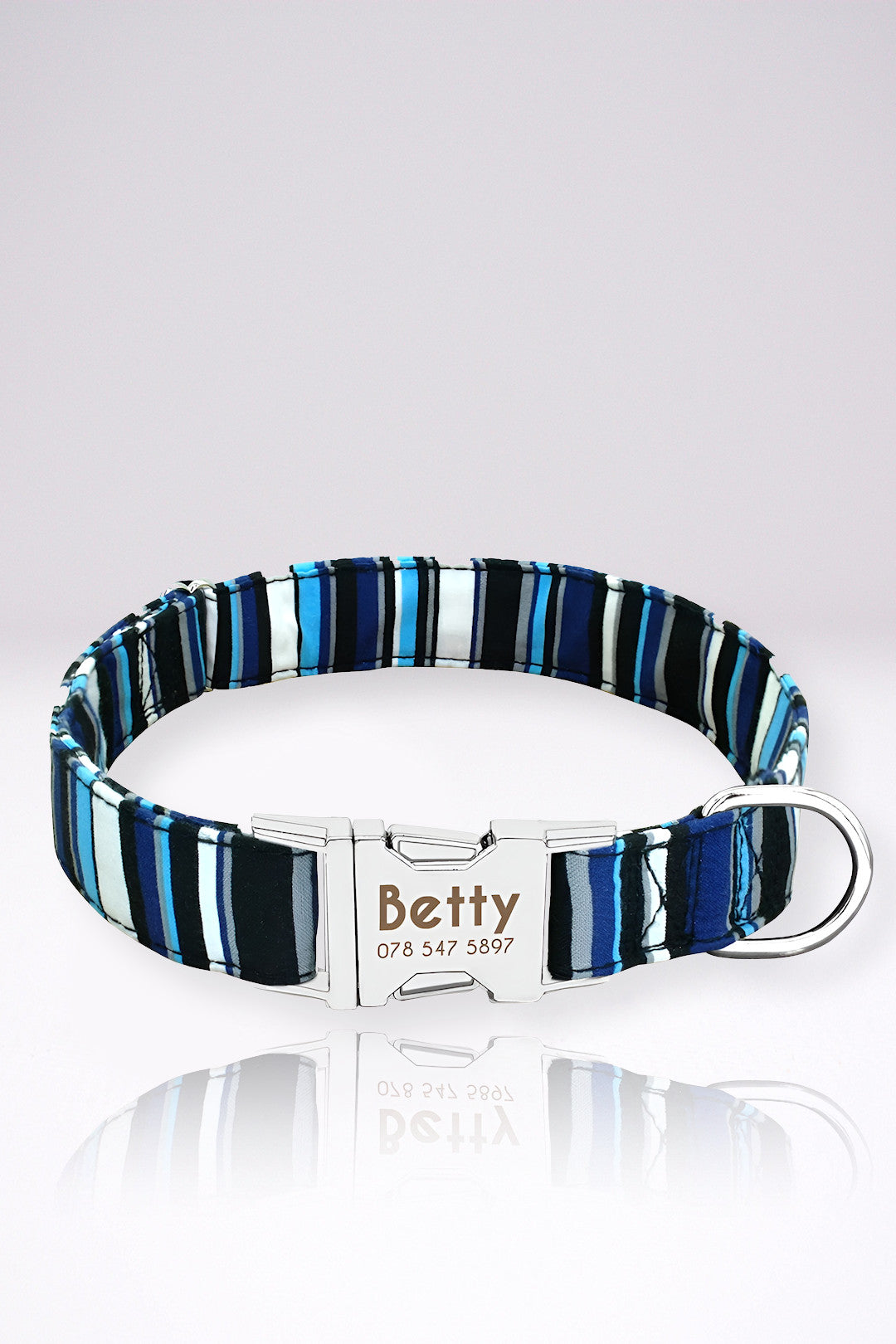Collier Chien Personnalisé Aurélie Bleu Marine en Nylon