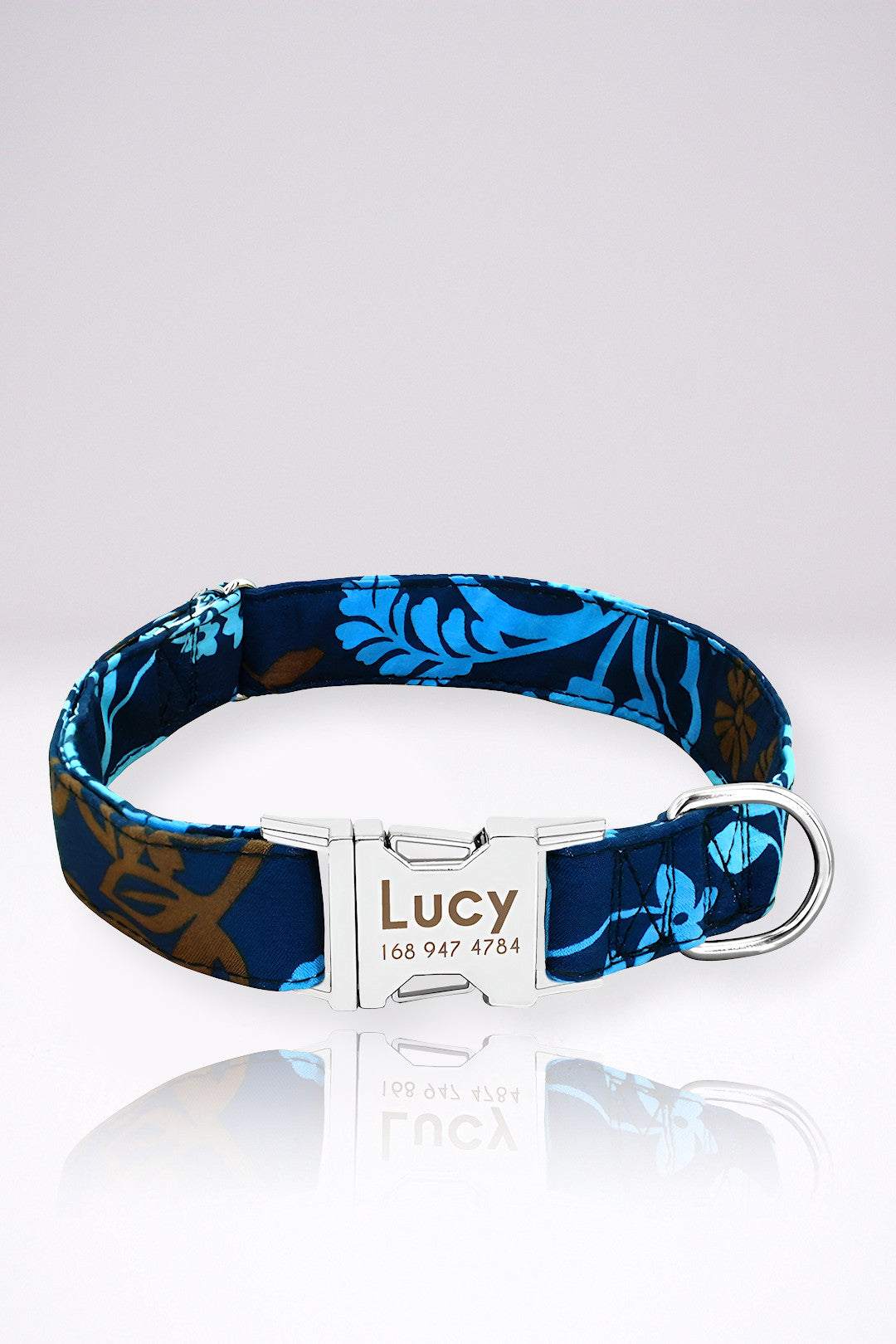 Collier Chien Personnalisé Aurélie Bleu en Nylon