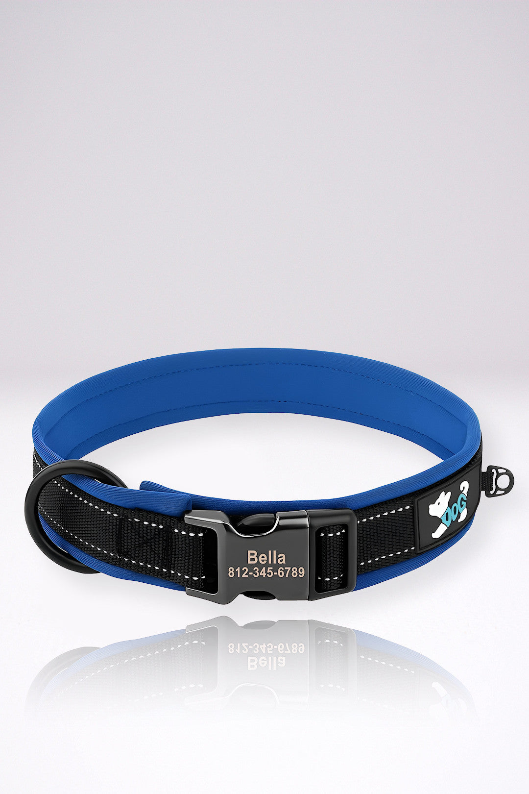 Collier Chien Personnalisé Christopher Bleu en Nylon