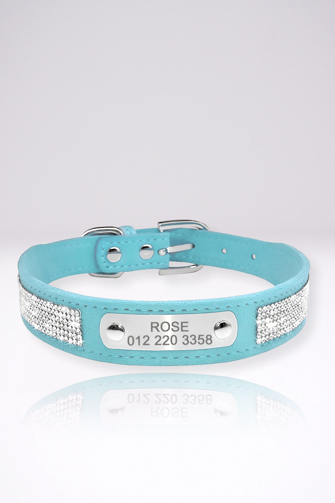 Collier Chien Personnalisé Fanny Bleu en Cuir