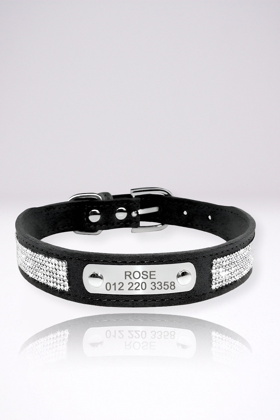 Collier Chien Personnalisé Fanny Noir en Cuir