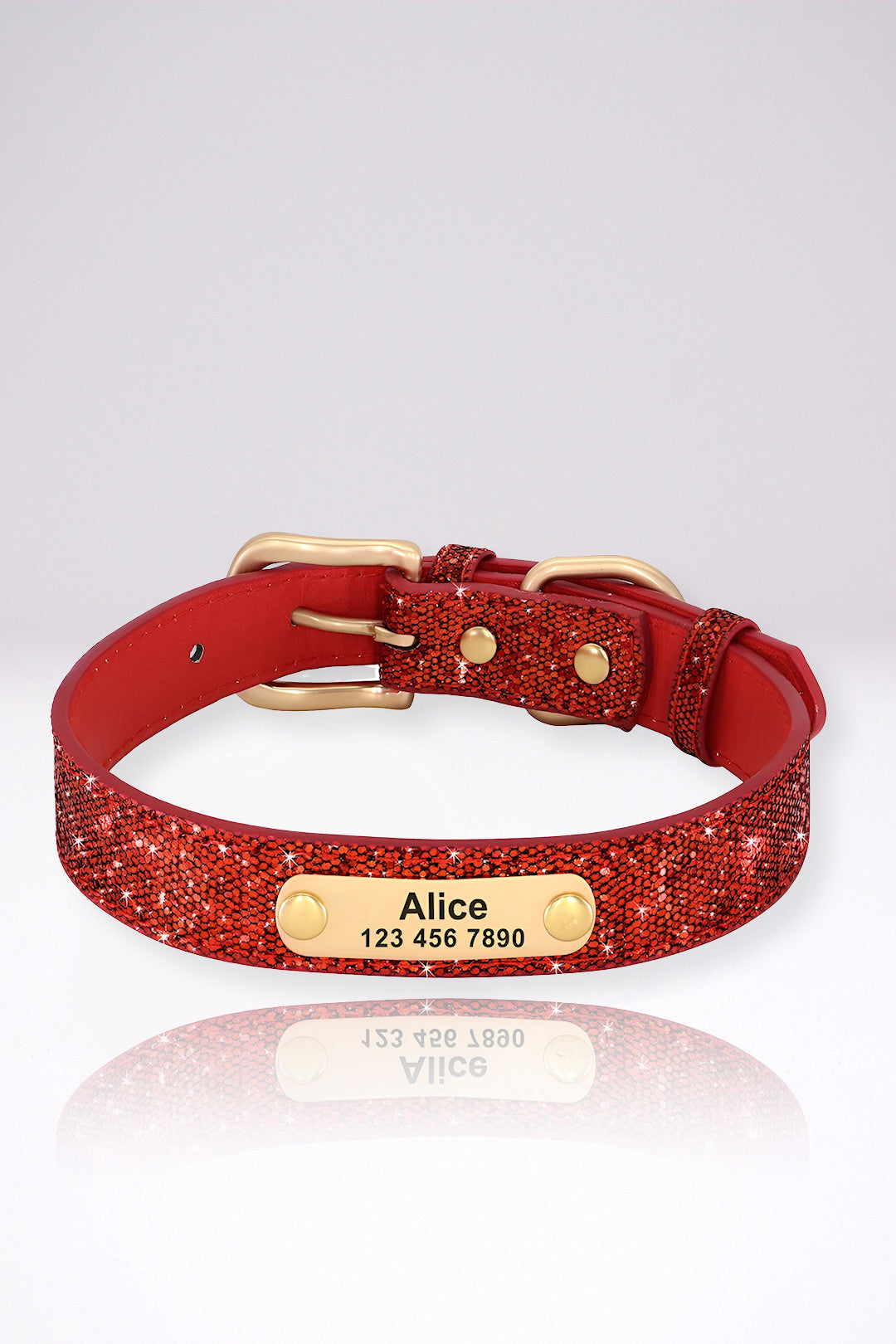 Collier Chien Personnalisé Fanny Rouge Pétillante en Cuir