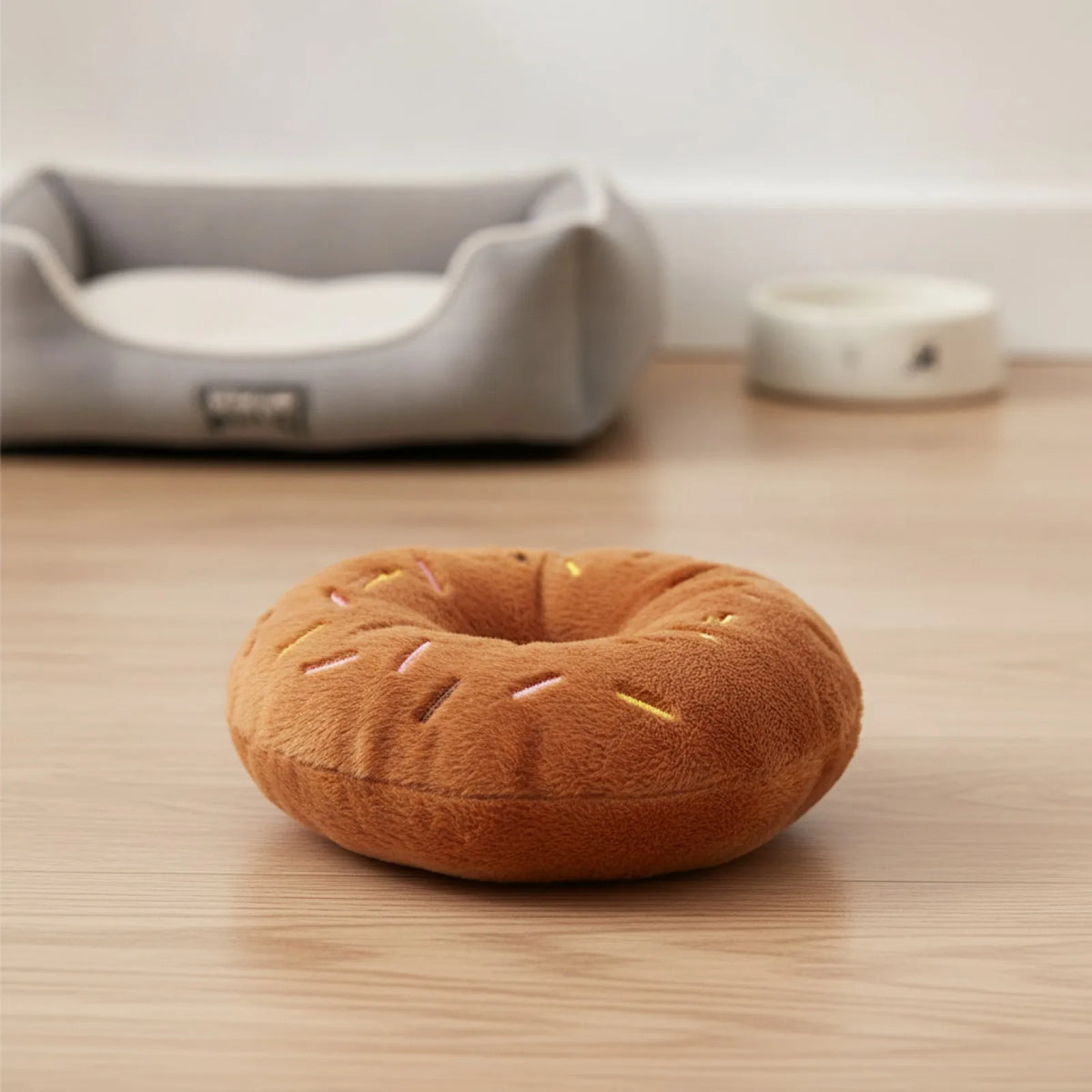 Jouet Chien Peluche Donut Sonore Marron M