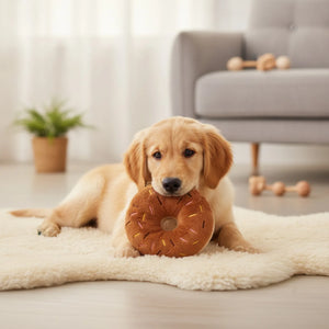Jouet Chien Peluche Donut Sonore Marron M