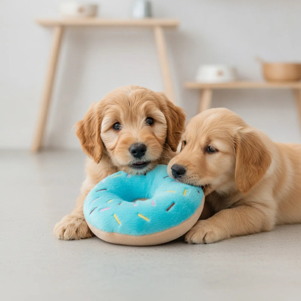 Jouet Chien Peluche Donut Bleu Interactif