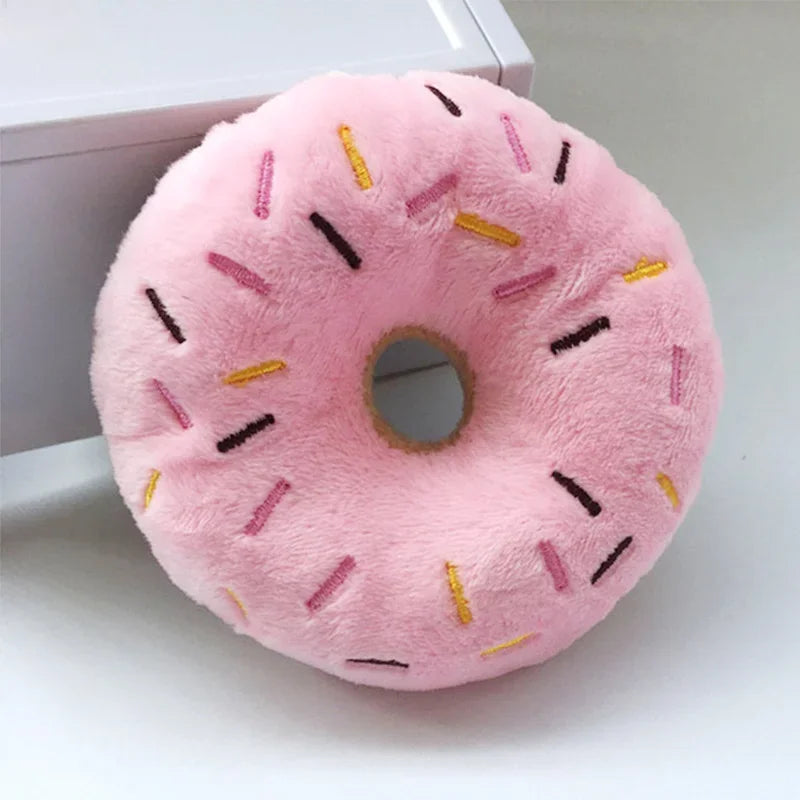 Jouet Chien Peluche Donut Rose Couineur