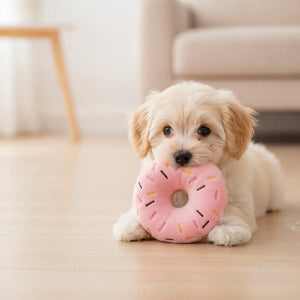 Jouet Chien Peluche Donut Rose Couineur