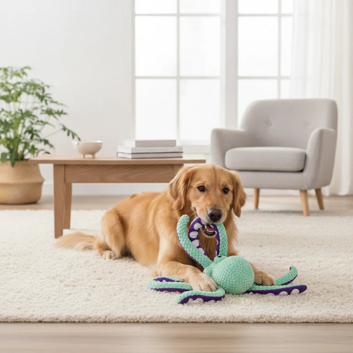 Peluche Pieuvre Jouet Résistant pour Chien